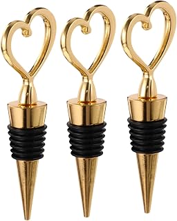 Creative Golden Heart Shape Bottle Stoppers for Wine Beer Sealing Wedding Party with Airtight Preservation to Prevent Oxidation and Keep Drinks Fresh