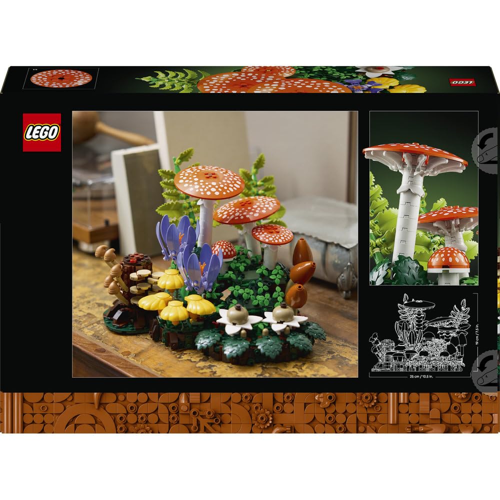 LEGO Botanicals Grzyby leśne, zestaw konstrukcyjny dla dorosłych, roślinna ozdoba do salonu z muchomorem i kwiatami, pomysł na prezent dla kobiety, mężczyzny i miłośników roślin 11505