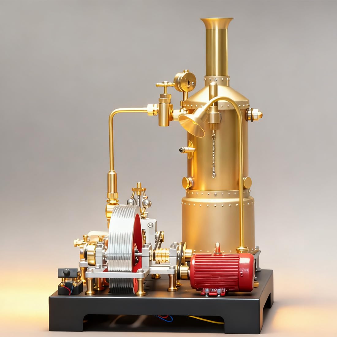 Retrol SE-03 Funktionierende Dampfmaschine, 38-teiliger DIY-Dampfmaschinen Modellbausatz mit Kessel, Generator & Lampe, Physik-Experimentierkasten und Sammlermodell für Erwachsene