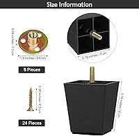 Vista 2 de TURSTIN Patas de Muebles de Plástico Patas de Sofá Cuadradas Cónicas Pies de Sofá con Tuercas en T M8 Tornillos para Patas Sofás Sillas Gabinetes