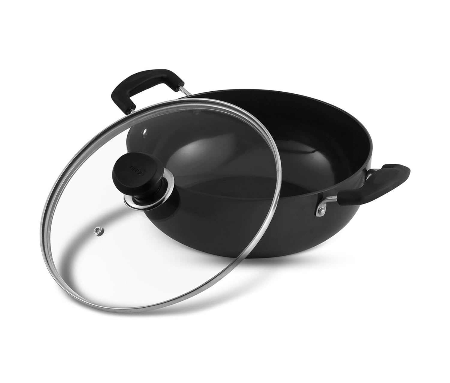 Vinod Black Pearl Hard Anodised Deep Kadai with Glass Lid 2.1 litres Capacity (20 cm Diameter), with Riveted Sturdy Handles – 3.25 mm Thickness, Black (Gas Stove Compatible) Vinod Black Pearl Hard Anodised Deep Kadai with Glass Lid 2.1 litres Capacity (20 cm Diameter), with Riveted Sturdy Handles – 3.25 mm Thickness, Black (Gas Stove Compatible)