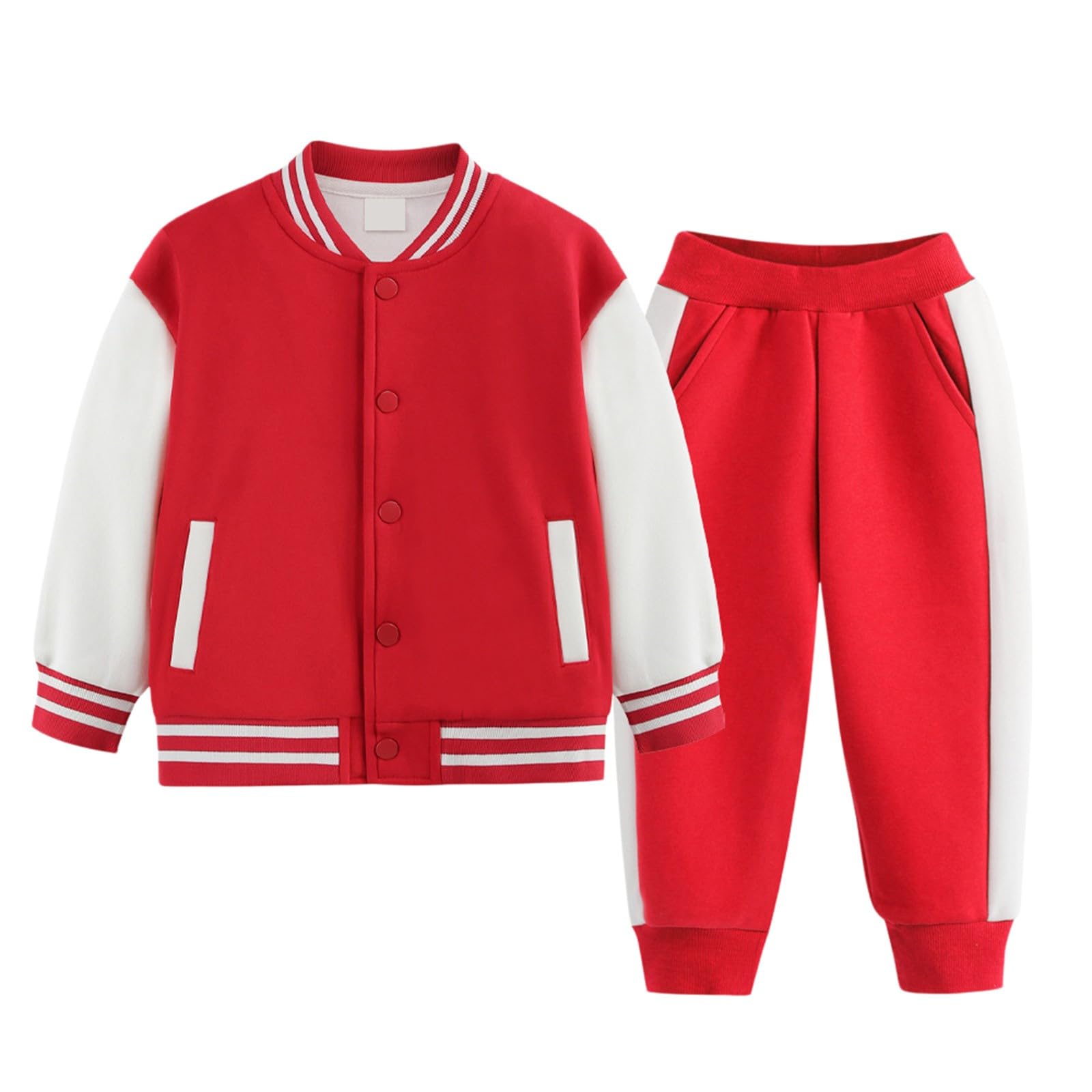 Conjunto deportivo de béisbol de 2 piezas para niños y niñas, conjunto de pantalones deportivos con botones y pantalones deportivos holgados, conjunto de sudadera casual a rayas