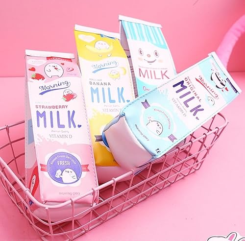Miniatura 10 de JHTPSLR Caja de leche Kawaii para bolígrafos para mujer, lindo estuche kawaii para lápices, bolsa impermeable de poliuretano para almacenamiento y