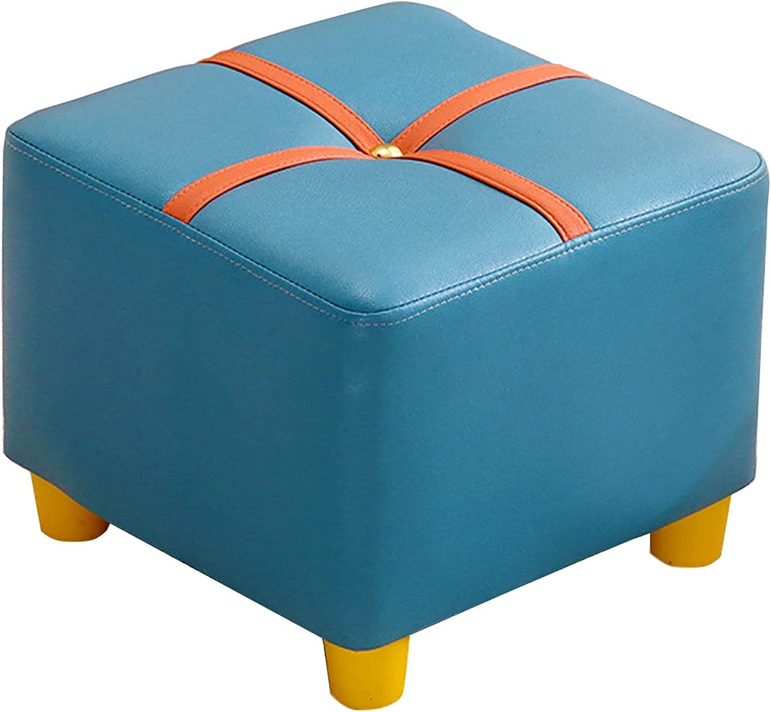 Repose-pieds bas empilable bleu : résolvez le manque de place avec ce pouf carré