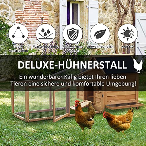 GXK Hühnerstall Laufstall Auslauf Geflügelstall mit Stange Massivholz Nistkasten – Bild 3