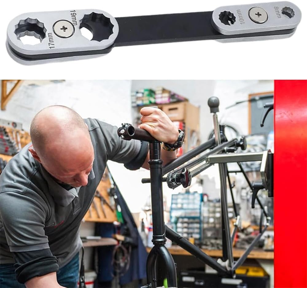 Universal Socket Wrench, 8 in 1 Tool with 360° Rotating Head， Chrome Vanadium Steel Spanner for Car, Bike, Home Repair, Fits 8-19mm, Plum Blossom Head