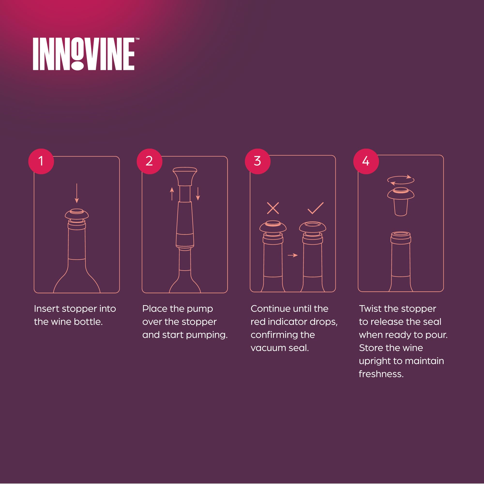 Innovine Red Wine Pro 4-teiliges Weinwerkzeug-Geschenkset - Verstellbarer Weinbelüfter mit Ständer, Doppelscharnier-Korkenzieher & Vakuum-Weinsparer mit Stopper - Komplettes Rotweinöffnungs