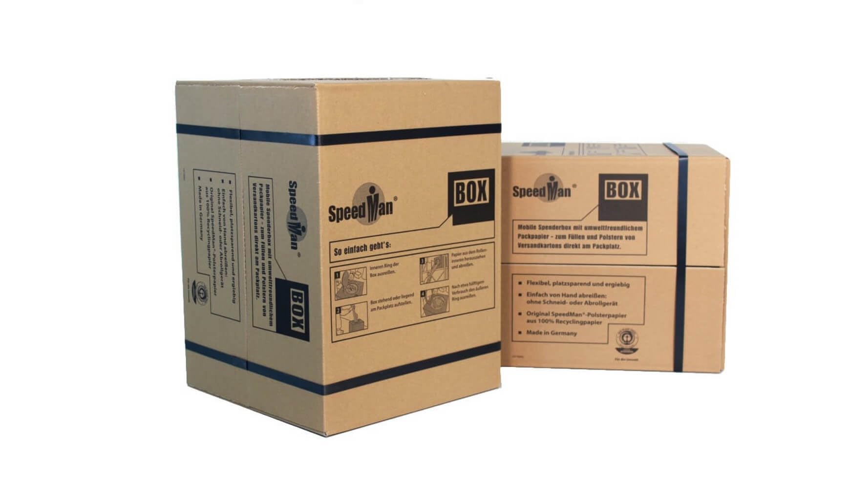 packster 1x SpeedMan BOX® 39cm 12kg 70g/qm 450lfm Braun Endlos Packpapier, Polstermaterial aus 100% Recyclingpapier. Praktischer Stopfpapier Polsterpapier Schrenzpapier Spender