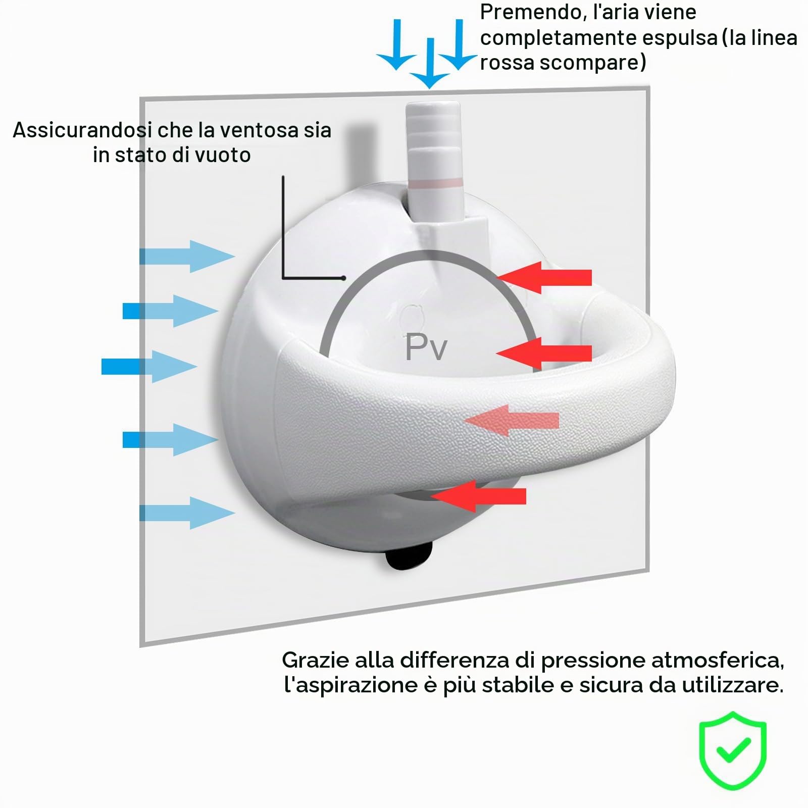 Maniglia per Doccia senza Foratura per Anziani | Con Ventosa per Bagno, Doccia, WC, Maniglia per Vasca da Bagno per Bambini, Persone Limitate, Anziani