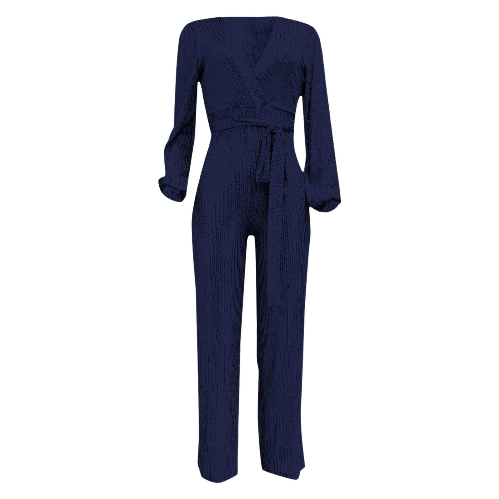 Generico Completo casual con cintura, maniche lunghe, paillettes, per feste e serate