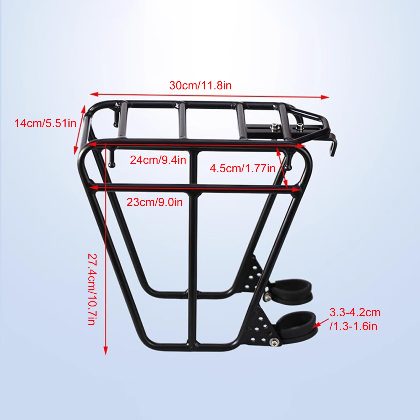 Portabici resistente, per bici da pendolari, rack per borse per biciclette | rack per biciclette versatili, robusti portapacchi per spostamenti quotidiani o viaggi a lunga distanza, 30 x 14 x