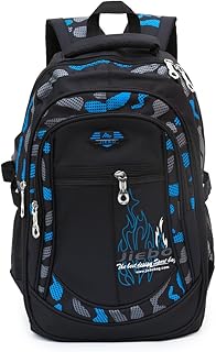 Backpack Boys Elementary School Bookbag Durable Heavy Duty Student Teenage Sturdy Kids Travel Waterproof Big (Blue) Large