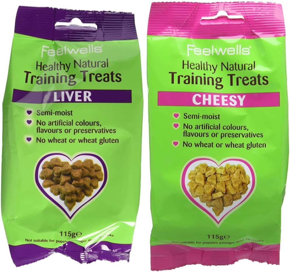 FeelwellsSemi Moist Liver Training Treats (Pack of 7) & Feelwell's Semi moist Training Treats Cheesy 115 g (Pack of 7)