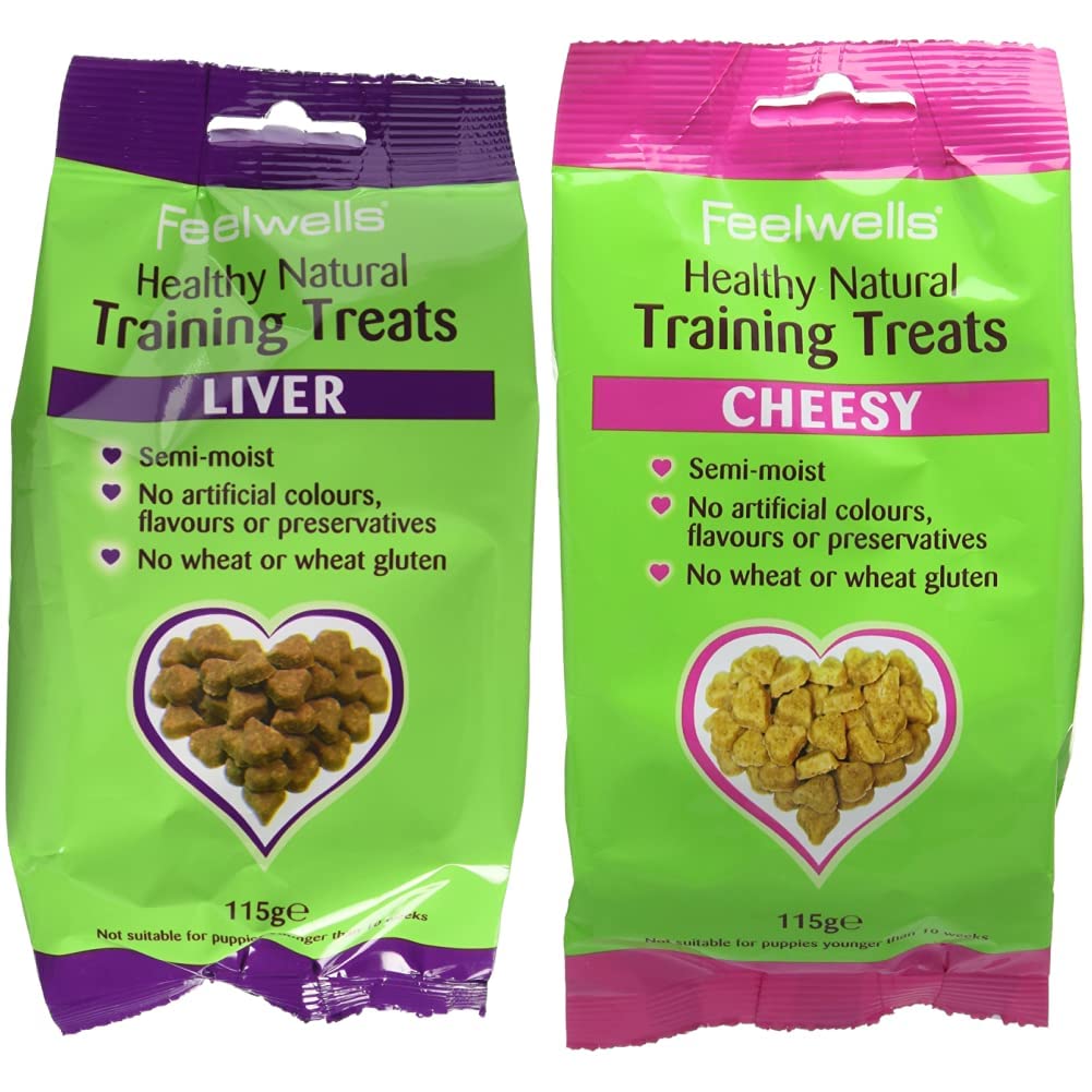 FeelwellsSemi Moist Liver Training Treats (Pack of 7) & Feelwell's Semi moist Training Treats Cheesy 115 g (Pack of 7)