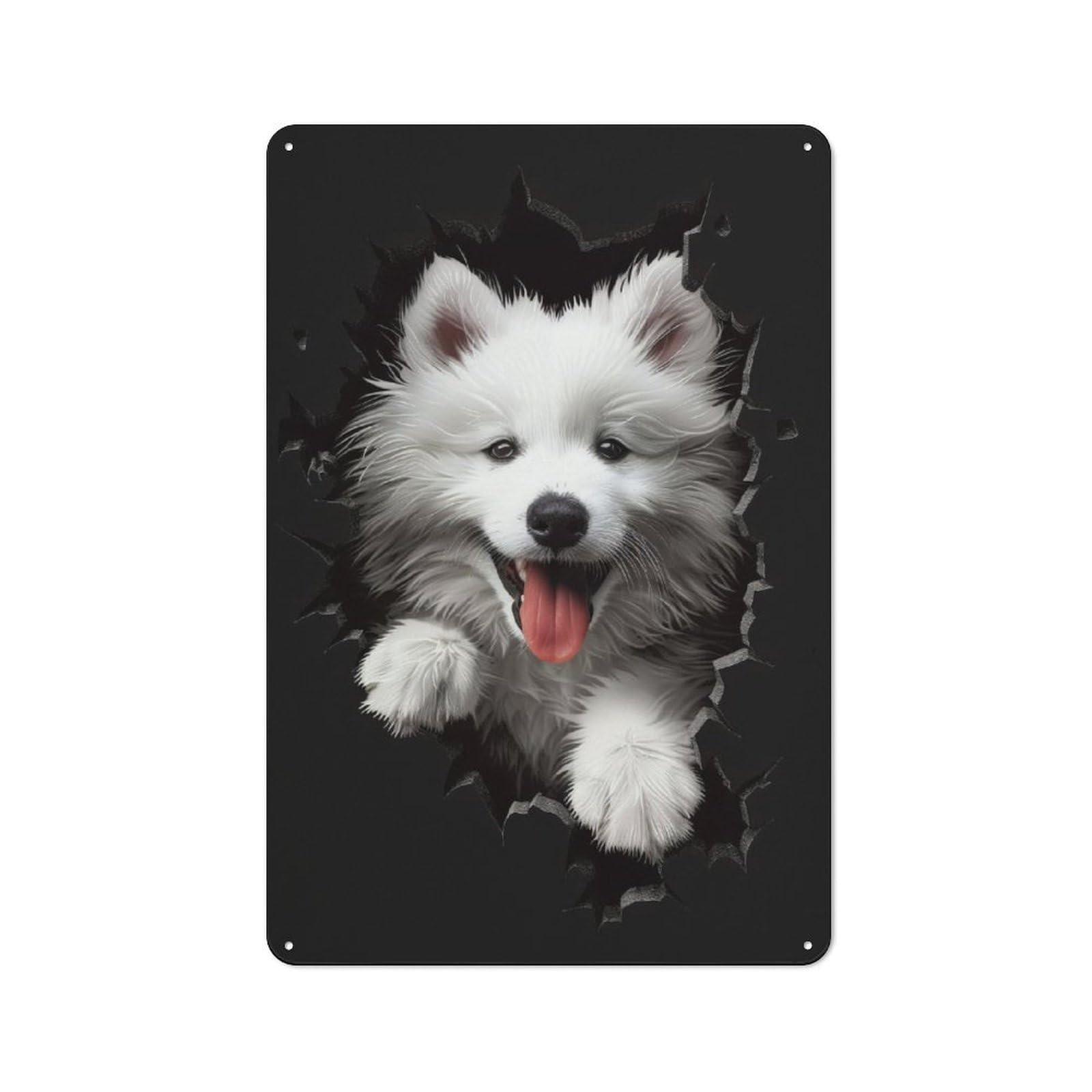 Junmoney Samoyed For Garden Room Or Summerhouse, Retro Metal Sign 30X20cm, For Metal Sign Collectors, For Vintage Wall Decor Fans