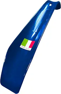 近藤(Kondo) 靴べら おしゃれ イタリア製 軽量 プラスチック 履きやすい 構造 吊り下げ フック&ループホール ミディアム ショート 18cm マリンブルー G type ハンドシューホーン
