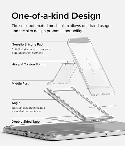 Miniatura 3 de Ringke Excelente soporte universal para tablet, soporte de acción de resorte, accesorio adhesivo multiángulo para tabletas iPad, lector electrónico