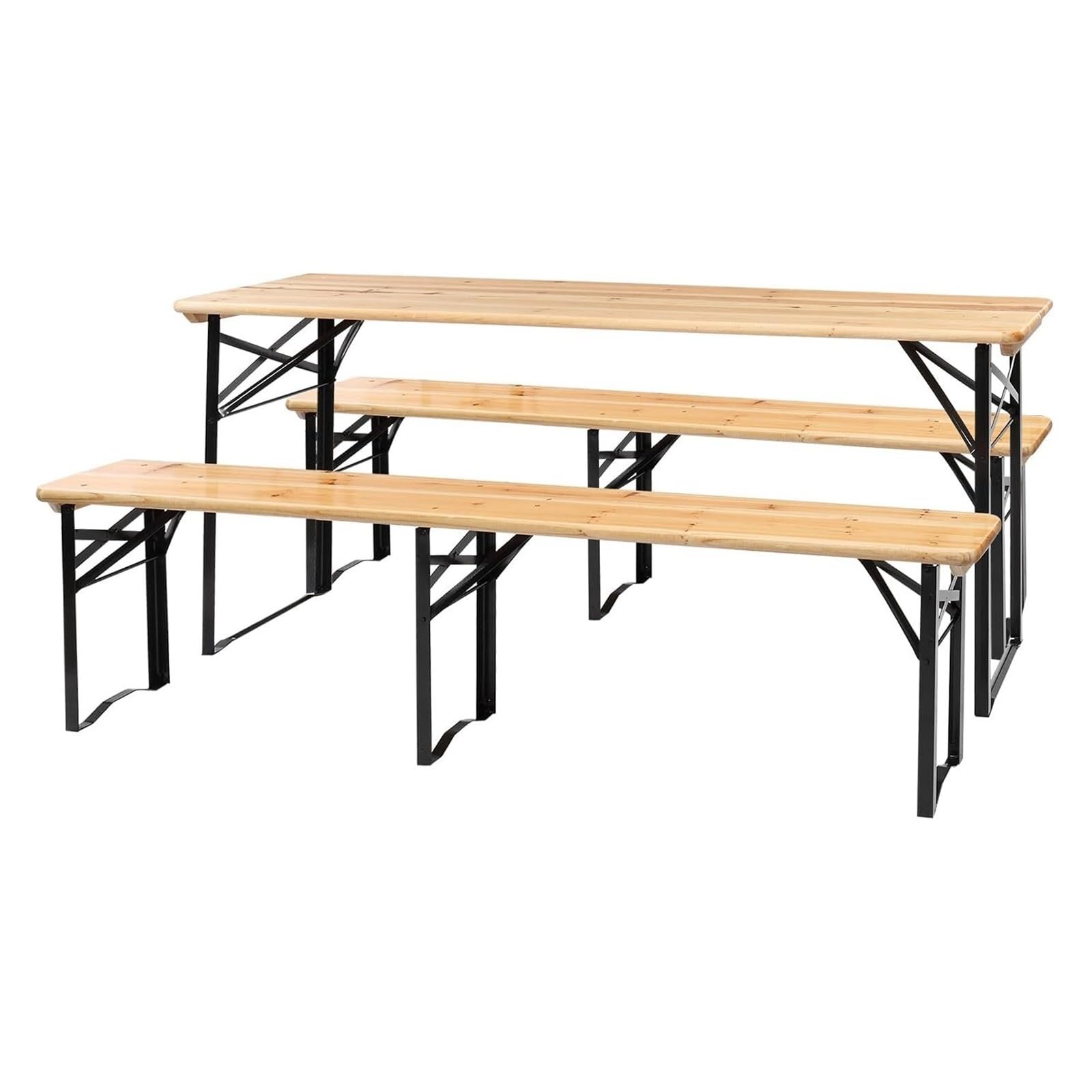 Tavolo Da Picnic Pieghevole Da 6 Piedi Con Panche Birra In Legno Resistente Alle Intemperie Da Campeggio Con Maniglie for Il Trasporto for La Famiglia