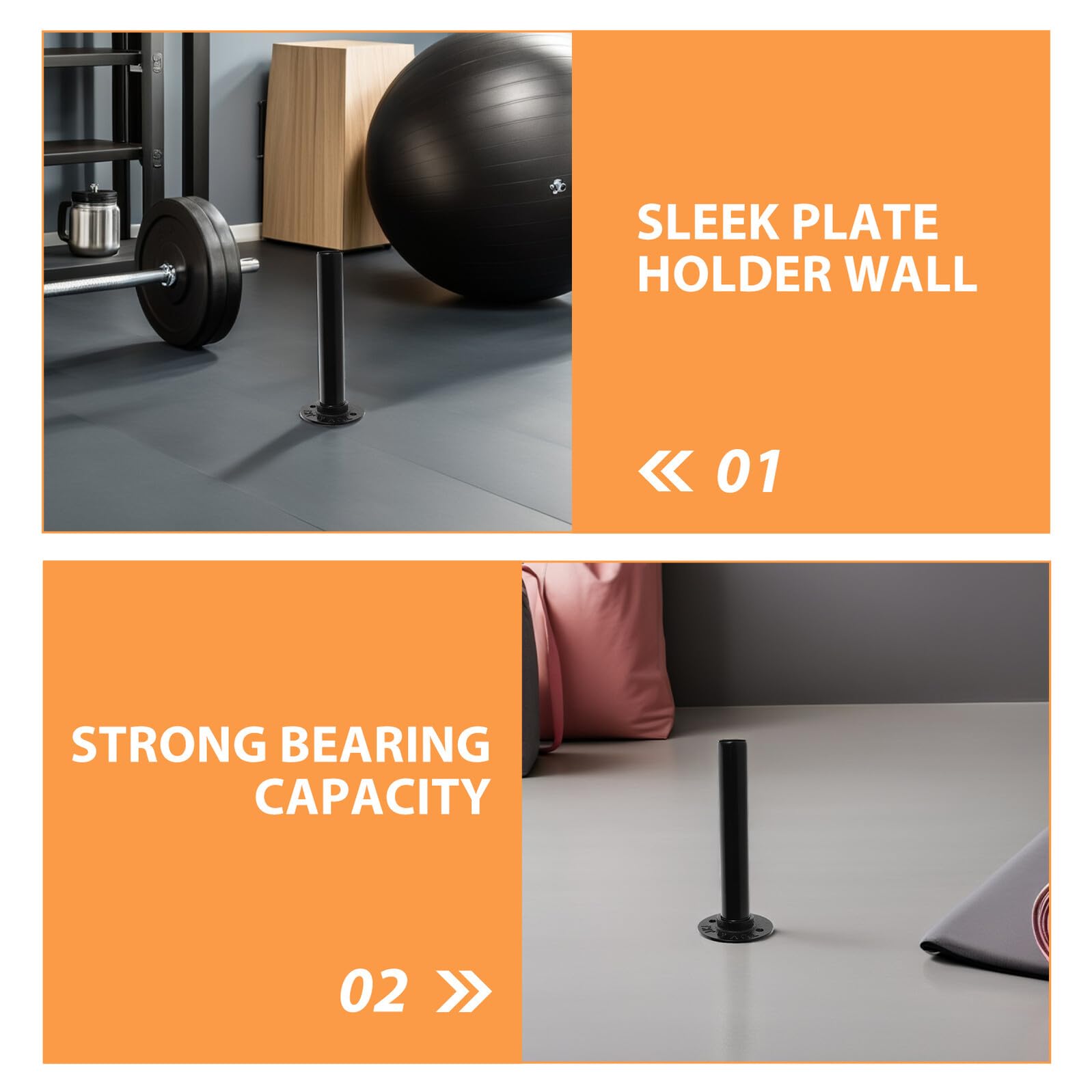 SUPVOX Soporte de Pared para 3 Discos de Pesas Negros Estante de Almacenamiento para Placas de Gimnasio Organizador de Entrenamiento en Casa Accesorio Resistente para Gimnasio