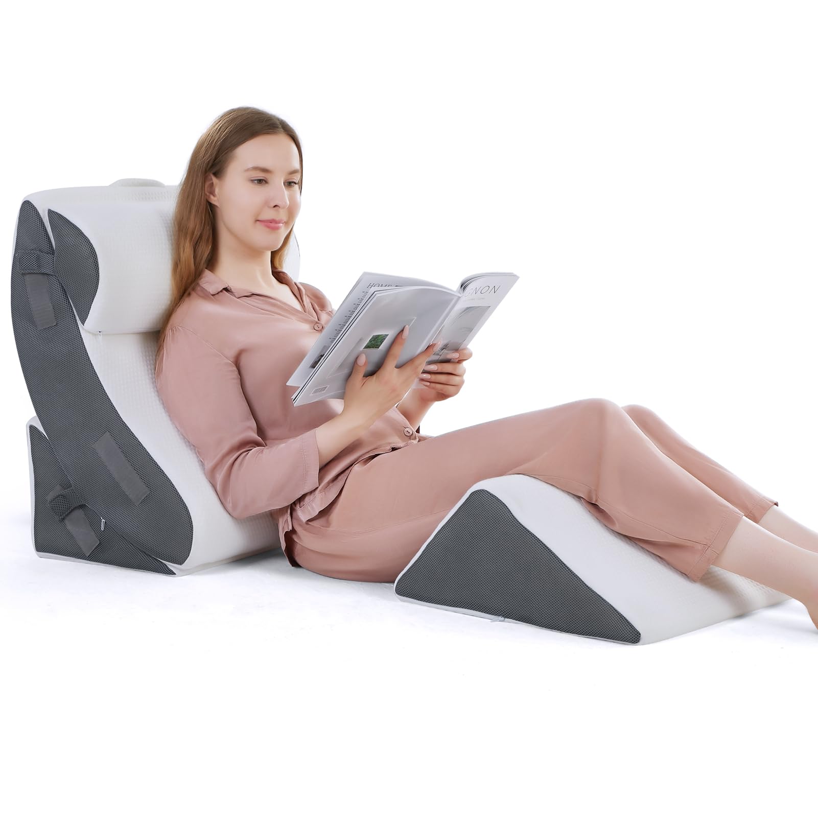 Touchutopia 4PCS Orthopedic Bed Wedge Pillow Set, Adjustable Wedge Pillows for Back, Neck and Leg Pain Relief, Post Surgery Ortho Foam - Heartburn, Anti Snoring, Acid Reflux & GERD Sleeping