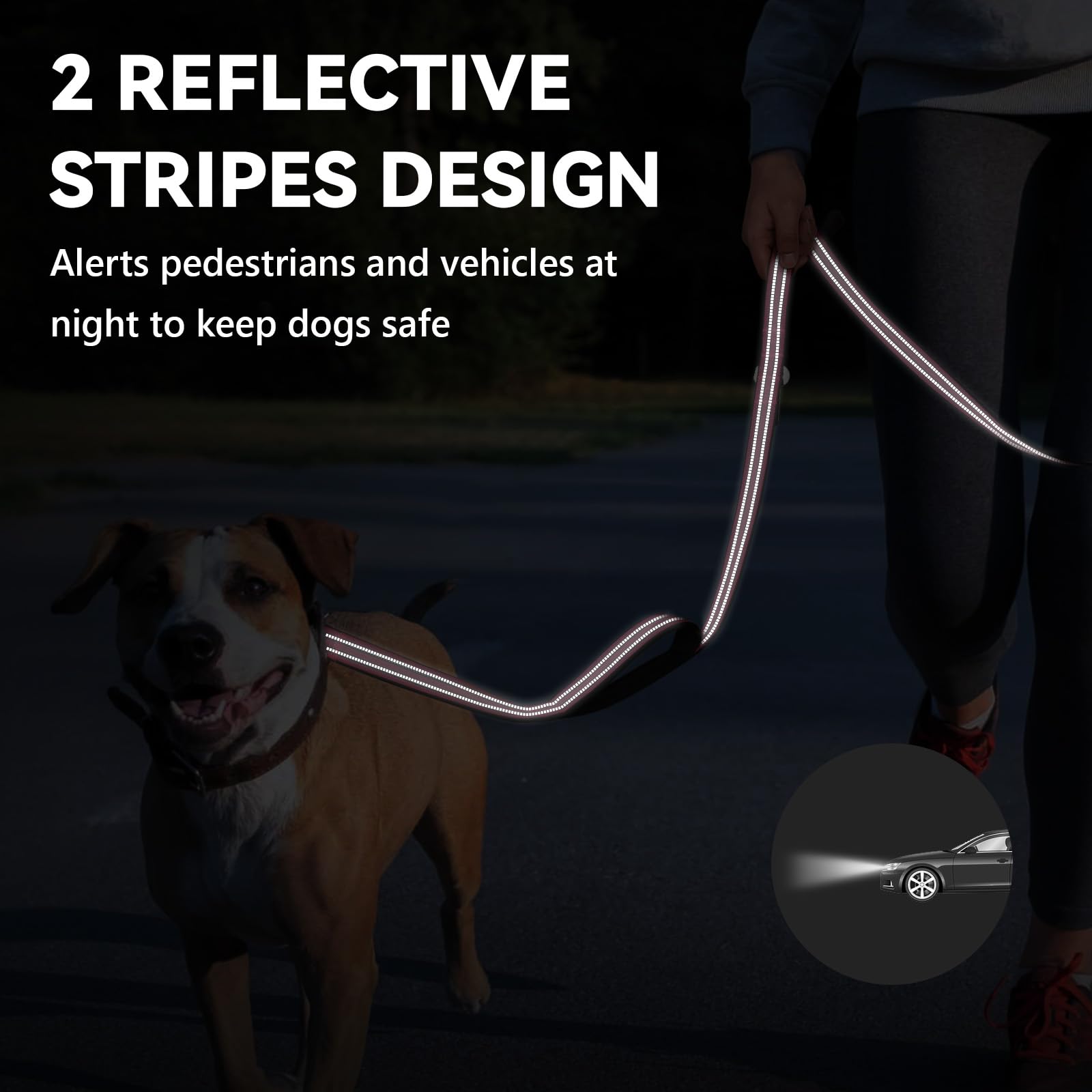 WINGOIN Correa resistente para perros grandes, medianos y pequeños, correa táctica reflectante de entrenamiento para perros con asas dobles, soporte para bolsa de excrementos, hebilla de seguridad,