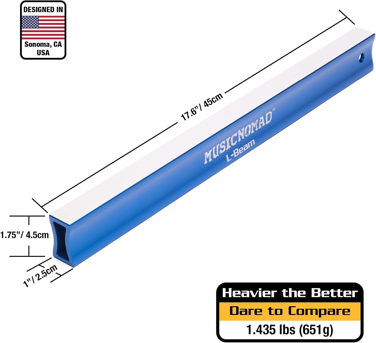 MusicNomad Fret Leveler - Leveling (L-Beam) 17.6" (45cm) for Acoustic and Electric Guitars (MN811)