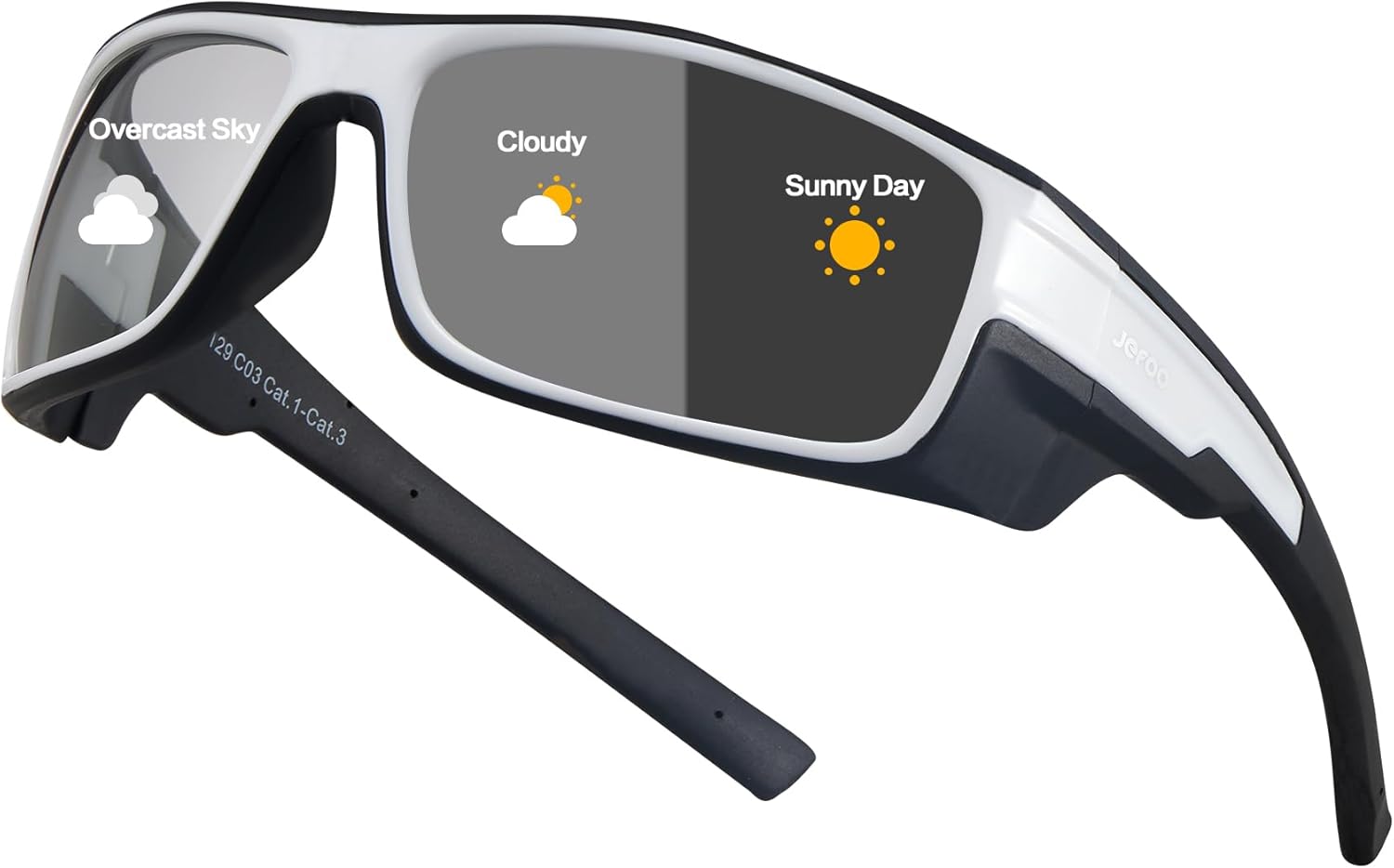 Jefoo Polarized Fishing Sunglasses for Men Women Water Repellent Wrap Around Sports Sunglasses UV400 Protection