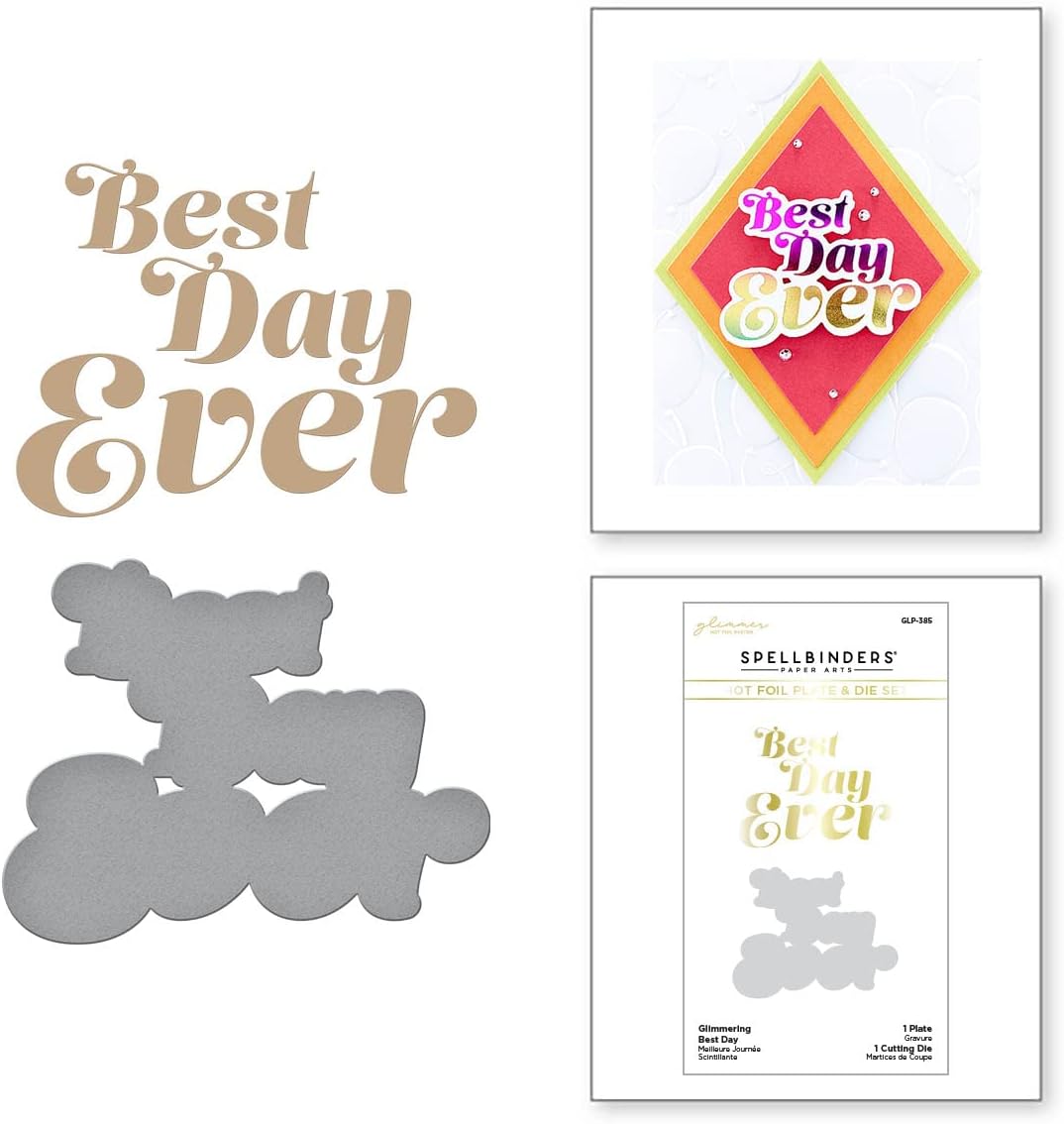 Spellbinders Glimmering Best Day Hot Foil Plate, Metal