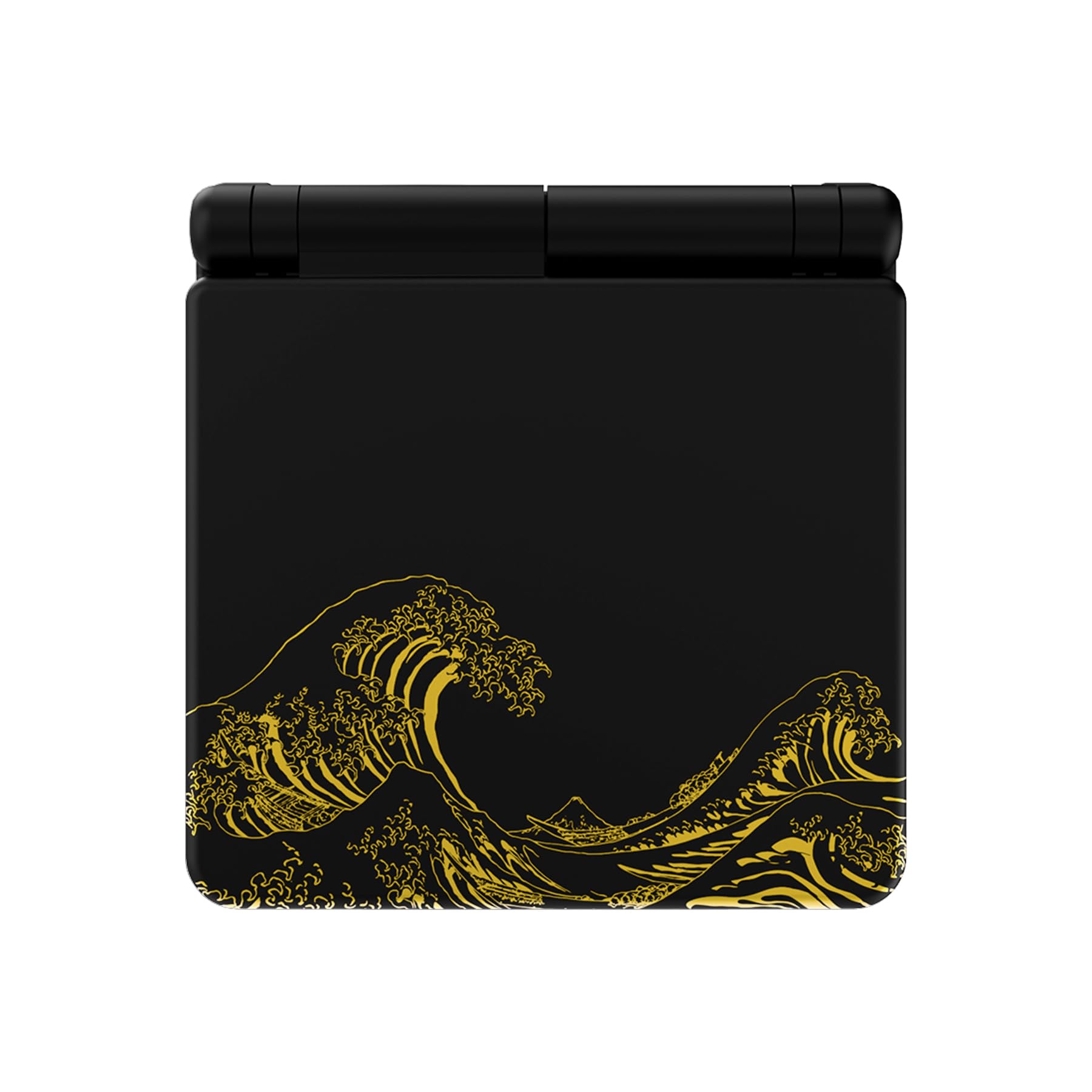 eXtremeRate Coque avec Boutons Complète pour GBA SP Gameboy Advance SP, Coque Remplacement Compatible avec Écrans IPS et LCD Standard, sans Console et Écran,The Great Golden Wave Off Kanagawa Noir