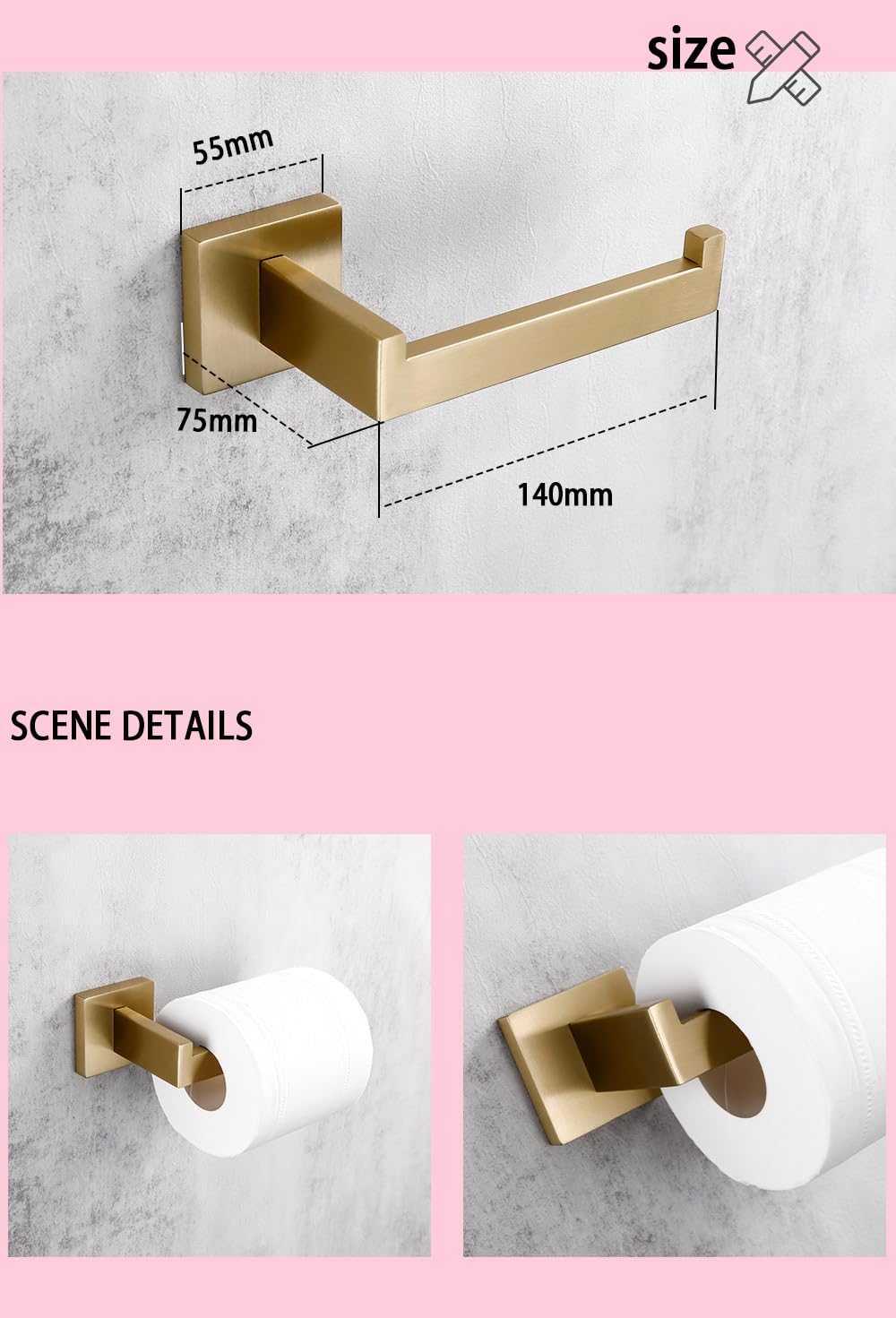 Juego de Accesorios de baño de Oro Cepillado, Soporte para Rollo de Papel higiénico para Montaje en Pared, toallero, Colgador de Bata, Kit de Accesorios de Acero Inoxidable, Soporte para Papel higién