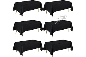 Fixwal 6 Pack Black Polyester Tablecloths for 6ft Rectangle Tables