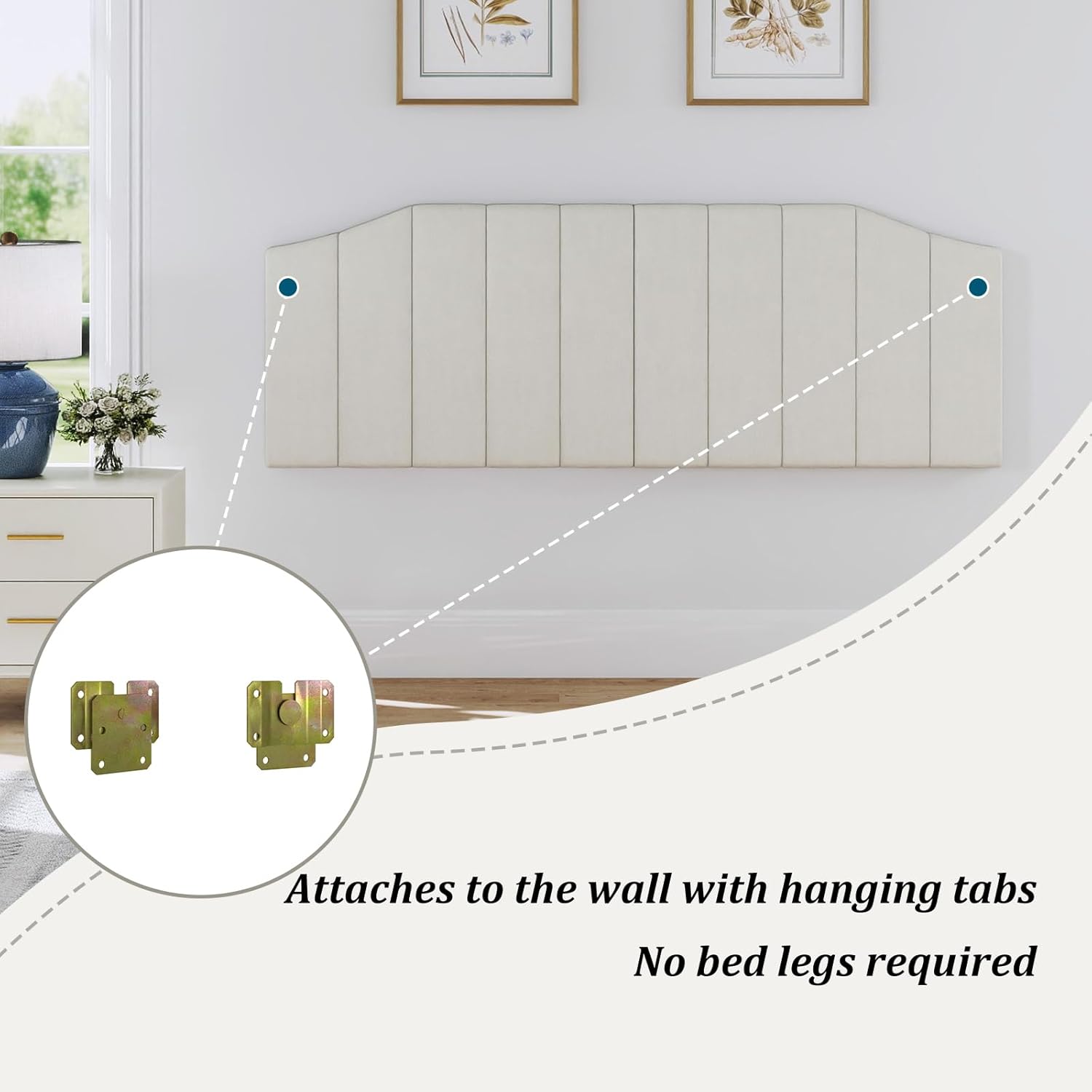 King Size Headboard Only, Velvet Upholstered Headboard King/California King Size Wall Mount and Bed Frame Mount, Featuring High-Density Sponge Padding Easy Assembly Comfort Style-Cream