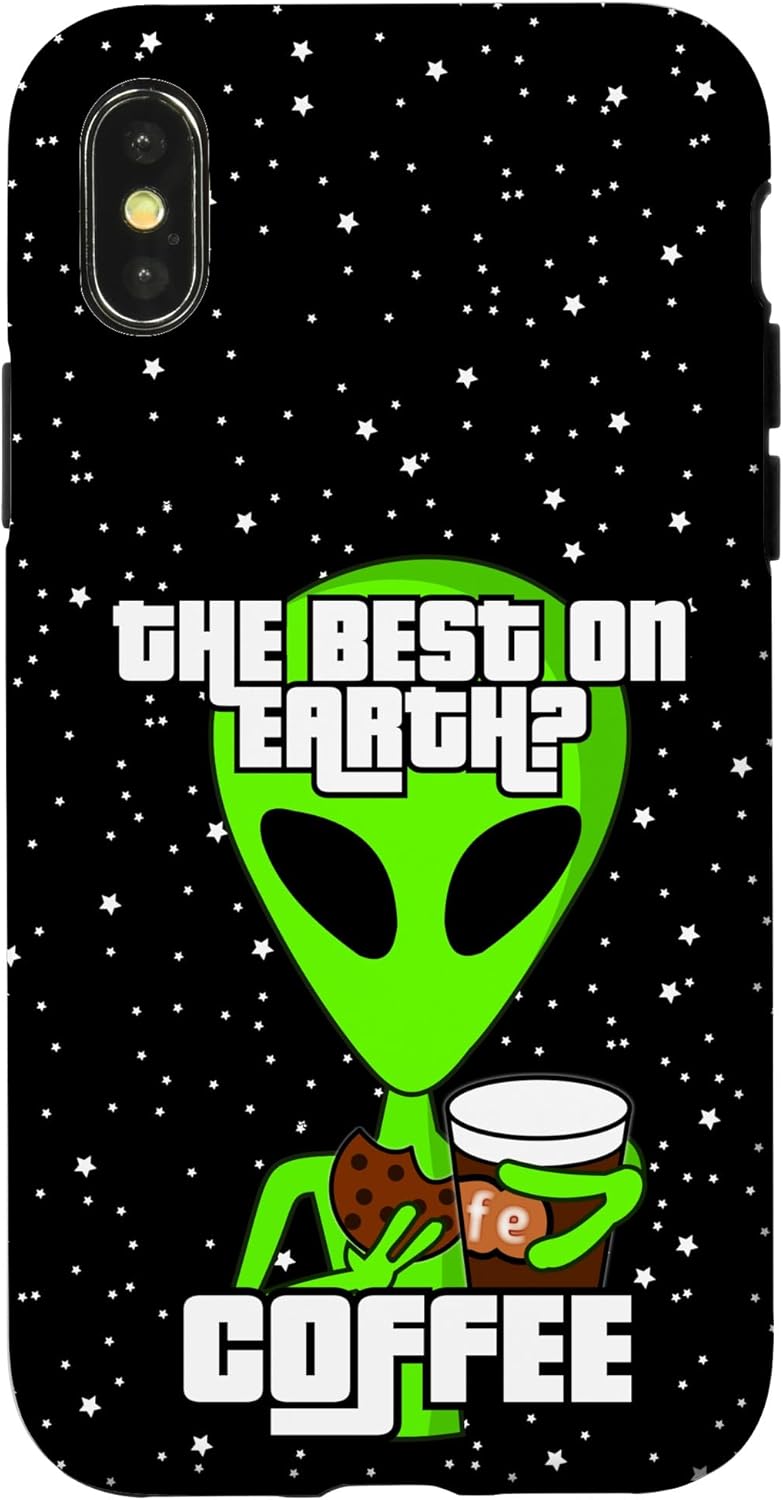 iPhone 15 Pro Max Ufo Alien Loves Coffee Cookies in Local Coffee Bar Case