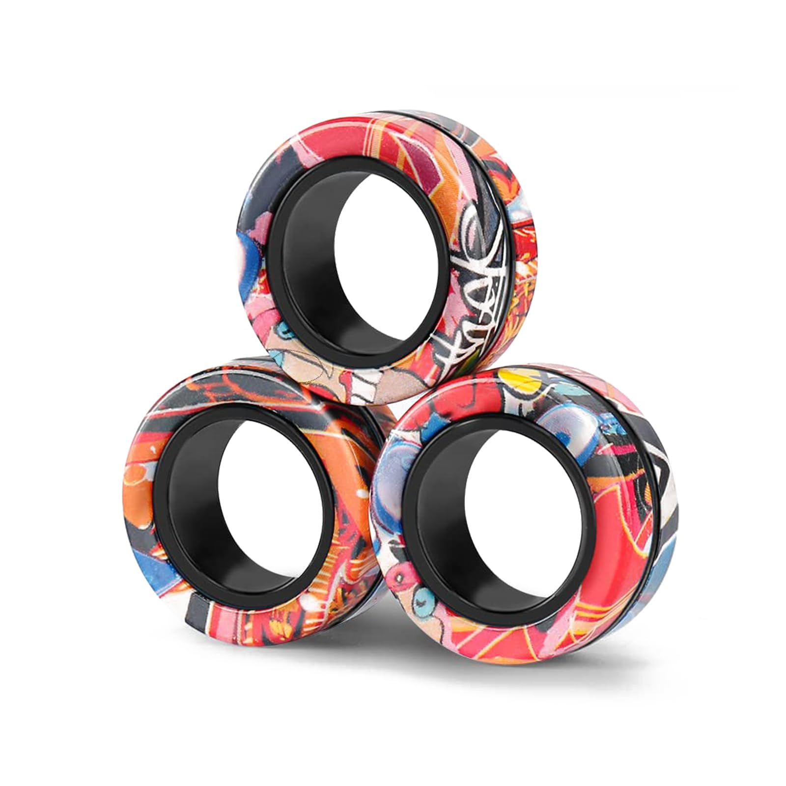 Aionly Magnetic Rings, Finger Spinner Fidget Toys, Stress Relief Toys for Anxiety, Magnetic Fidget Toy For Ages 4-10, Christmas Stocking Filler Gift For Boys Girls 4 5 6 7 8 Years Old (Multi)