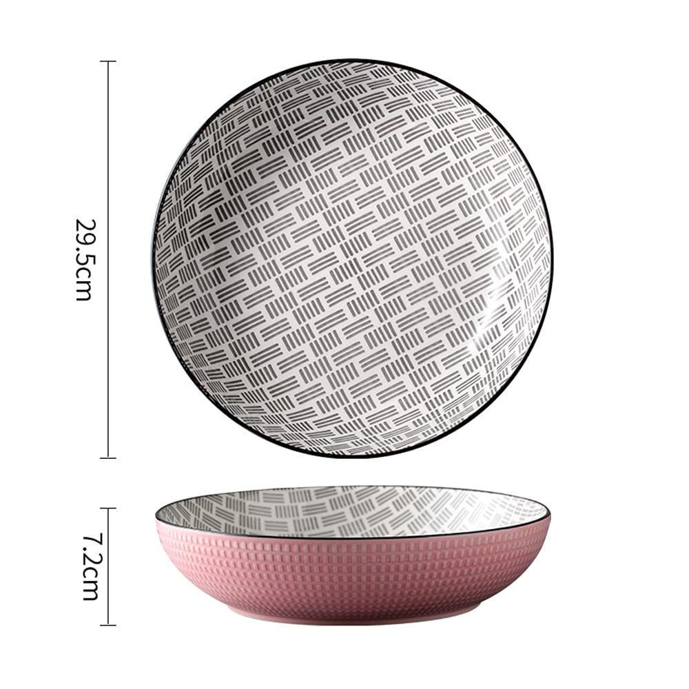 Bol en céramique, Bol de Riz Ramen, Grand Bol à Soupe, Bol à la Farine de Fruits et légumes, Grand Bol à Soupe Domestique, Styles Divers,Rose