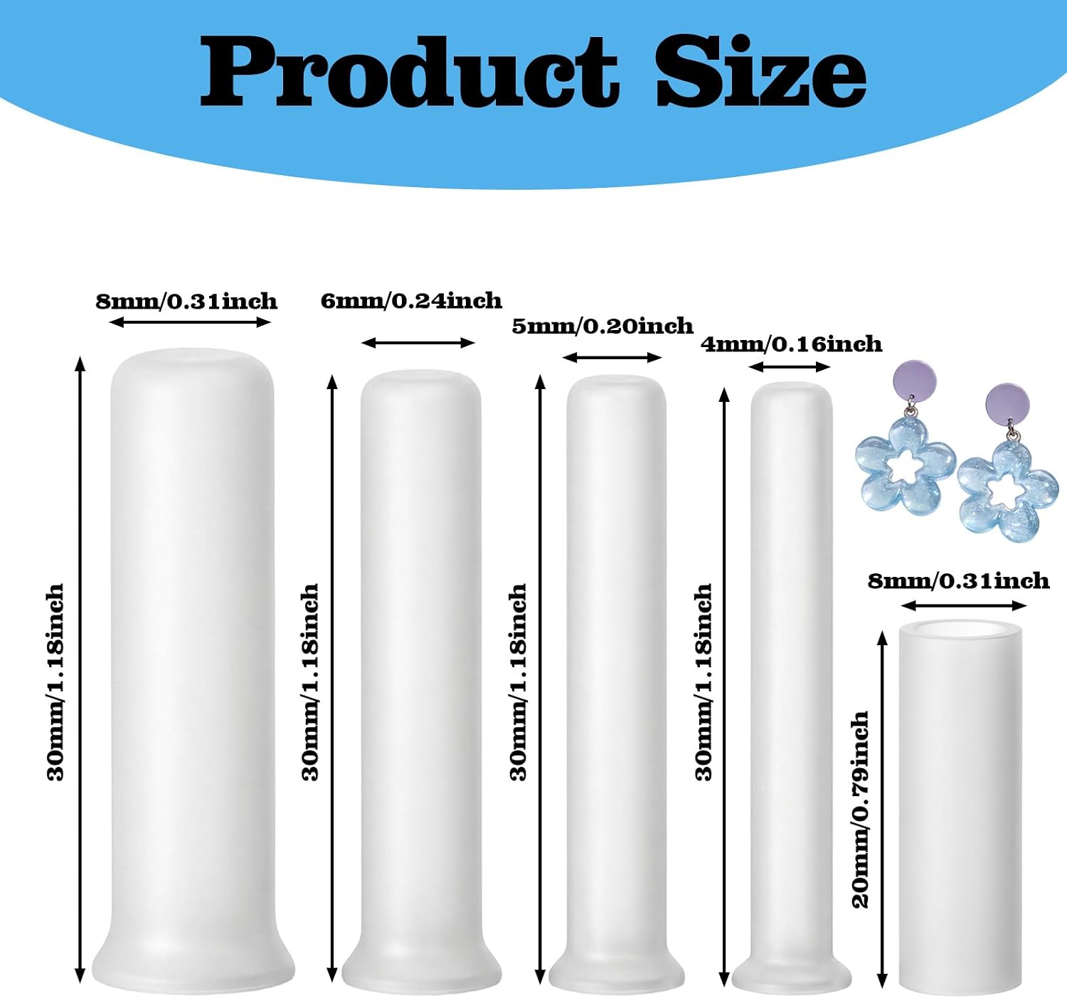 WJIAAA 25 PCS Resin Hole Maker in 5 Sizes 3/4/5/6/8mm, Resin No Drill Hole Mold, Silicone Tools Supplies Accessories for Jewelry Making DIY Craft Pendant Decor Earring Ornaments