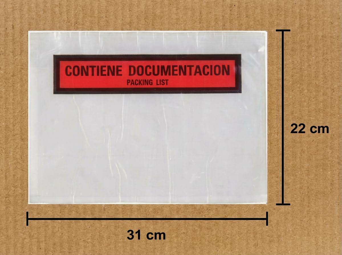 500 Sobres Portadocumentos Adhesivos A4 (31 x 22 cm) – Packing List para Envíos – Sobres Porta Documentos Transparentes para Facturas y Albaranes – Sobres Documentos Autoadhesivos para Paquetes