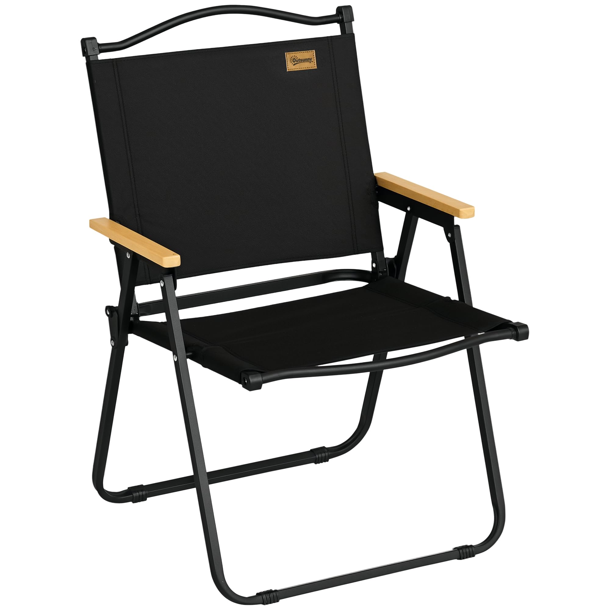 Outsunny Chaise de Camping Chaise de pêche Pliante avec accoudoirs - Tissu Oxford et Structure Acier - 54 x 59 x 78 cm - Noir