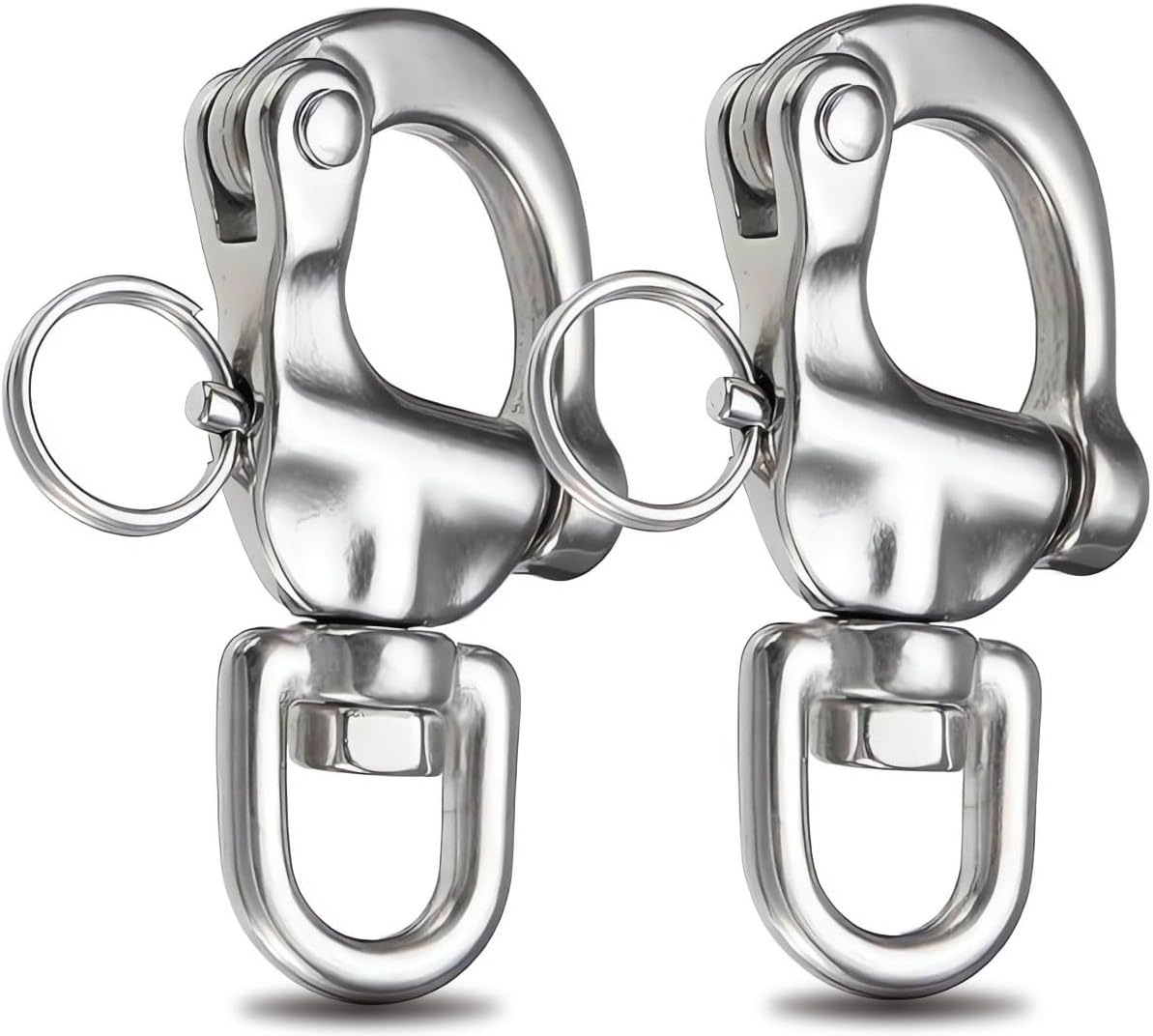 Pliwatxi 2-3/4″ Snap Shackle 316 Stainless Steel Boat Marine Swivel Eye Snap Shackle Sailboat Hardware Quick Release Shackle, Quick Release Clip Jaw Swivel Shackle for Sailing Rigging Shackles 2 Pack