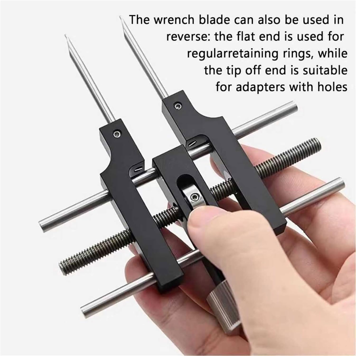Llave universal de anillo de presión óptico, herramienta de anillos de presión de doble extremo de acero inoxidable, llave de anillo a presión ajustable, diámetro de sujeción de 3,0 a 76,2 mm