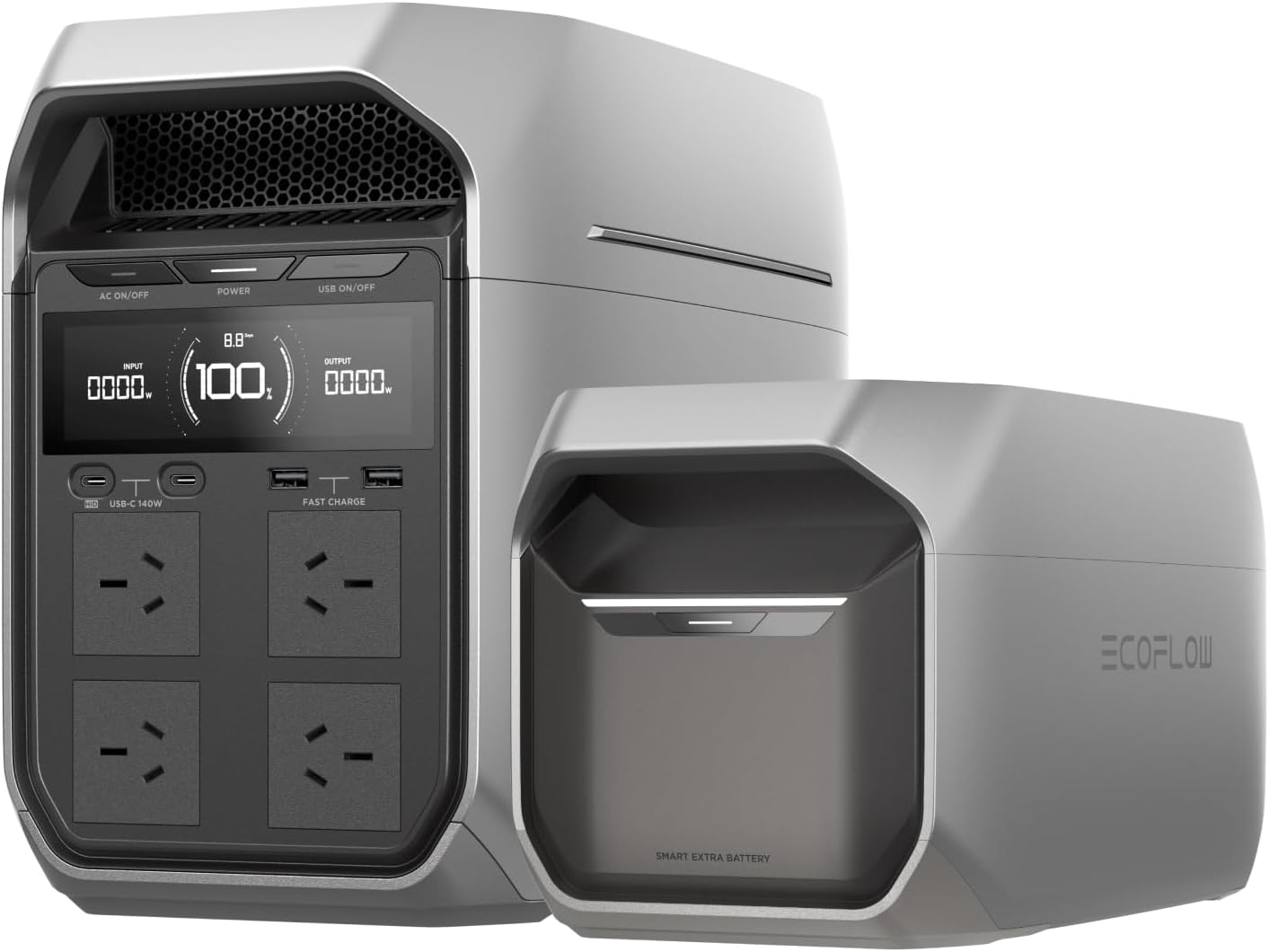 Ecoflow EF ECOFLOW DELTA 3 Plus 1024Wh Portable Power Station With DELTA 3 Extra Battery, Solar Generator (Solar Panel Optional) 1000W Solar Input, Generator with UPS, LFP Battery for Home Backup, Camping&RV