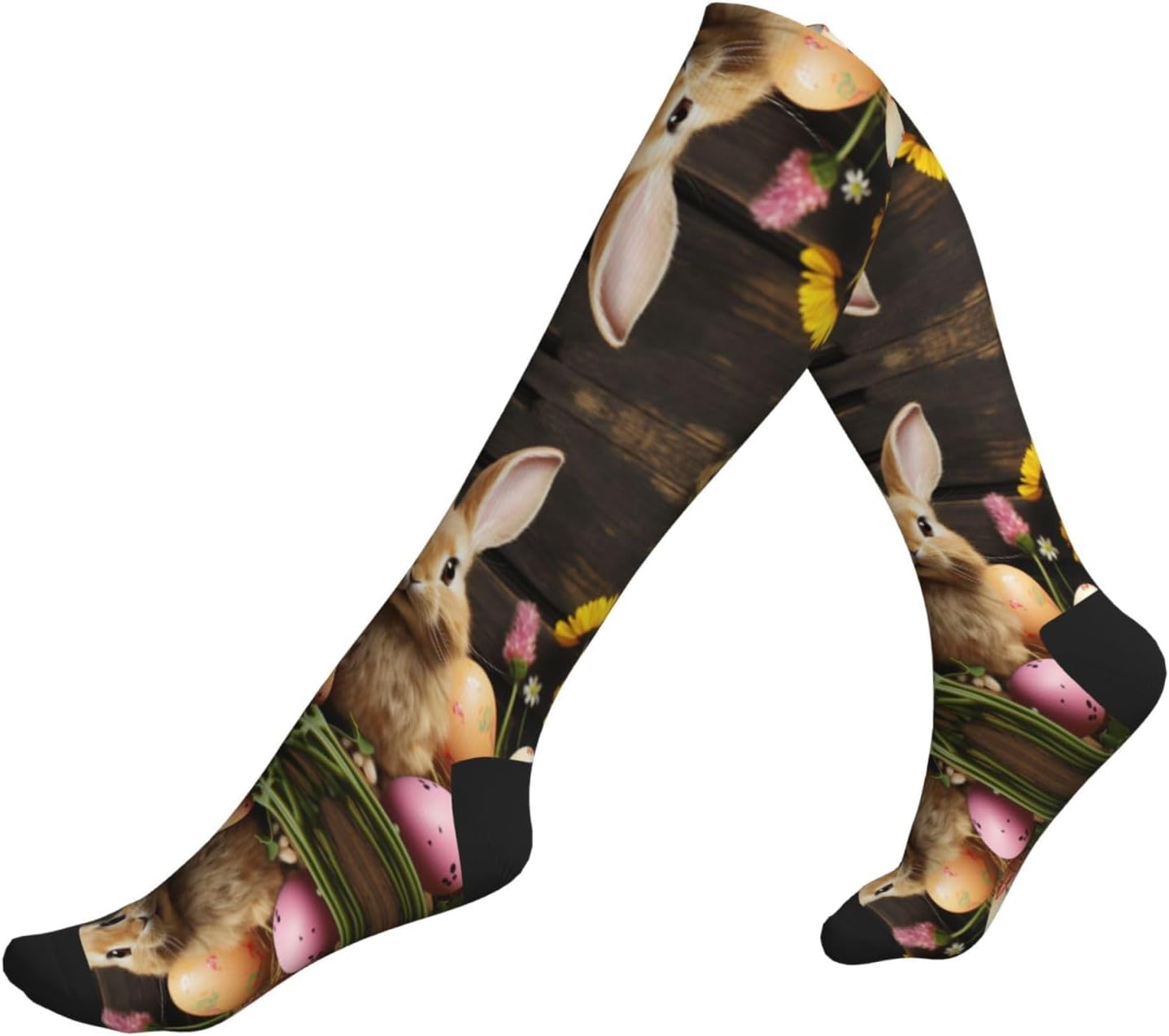 Easter Egg Bunny Compression Socks For Women Men 15-20mmhg Graduated Support Circulation Knee High Socks For Nurses Athletic