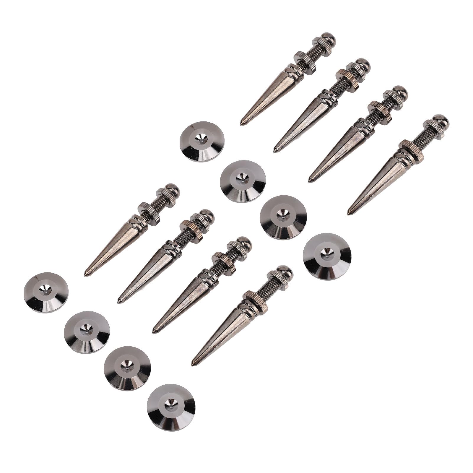 Bewinner Punte Isolanti per Altoparlanti in Rame, Confezione da 8 con Cuscinetti di Base, Supporto per Punte per Altoparlanti Ad Altezza Regolabile per Amplificatori, Subwoofer, Giradischi, Lettori