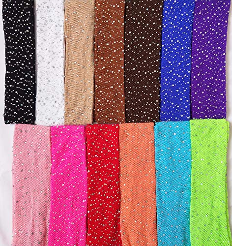 Luckelf Girls Tights Children's Fishnet Tight 12 Colors Sparkle Rhinestone Hollow Out Pantyhose (Rose, 6-16) #TOP3