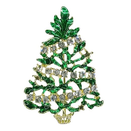 Lauren-Spencer Green Christmas Tree Vintage Inspired Holiday Crystal Gift Brooch New pin Handcrafted P1155
