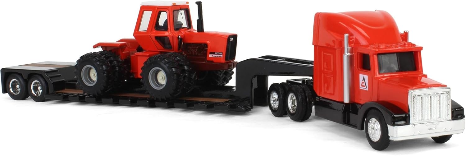 ERTL 1/64 Allis Chalmers 7580 Maroon Belly with Semi & Lowboy Trailer 16475