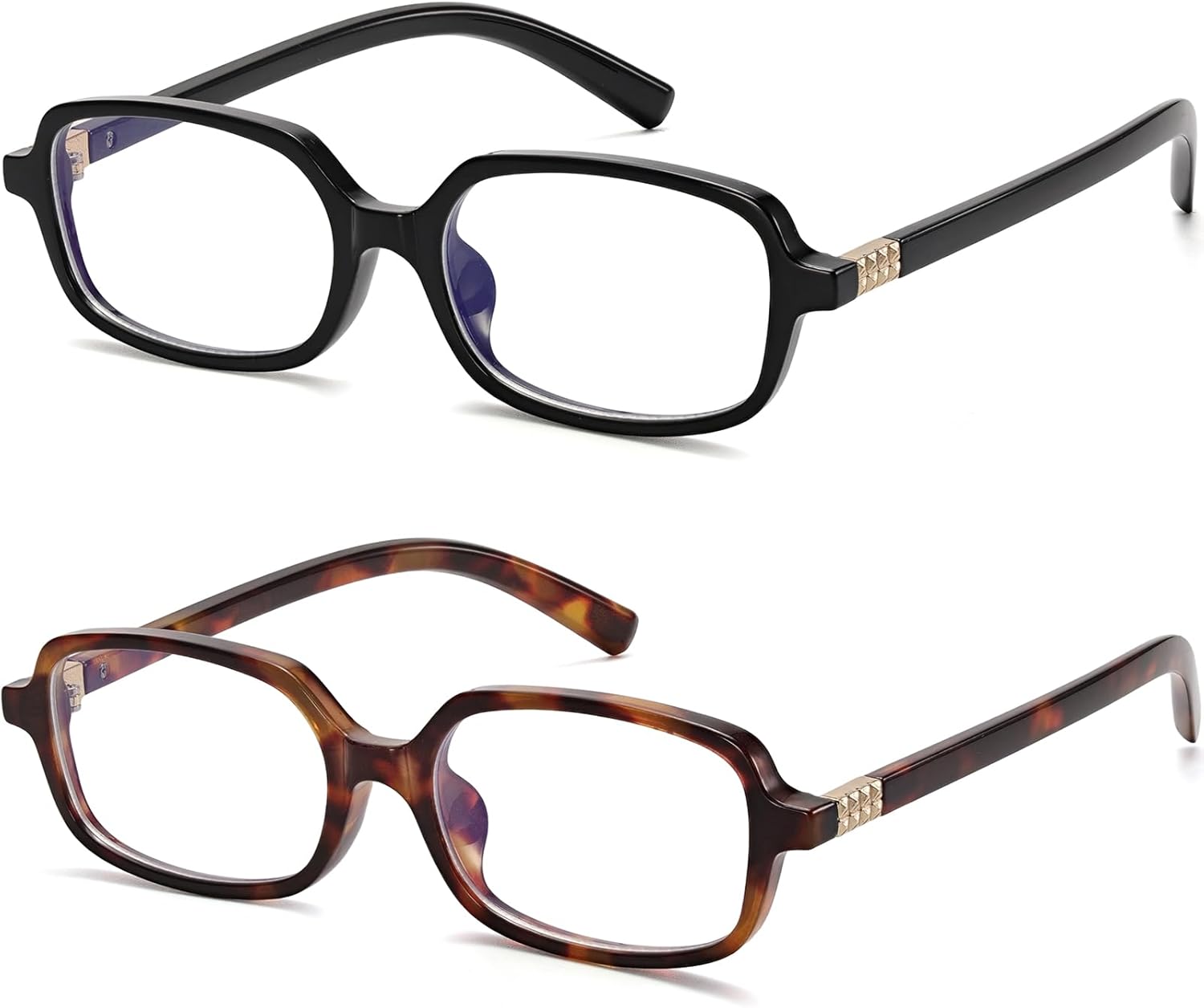 LIKSMU Blue Light Blocking Glasses for Woman Men Blue light Blocker Eyewear Trendy Rectangle Small Eyeglasses, 2pack
