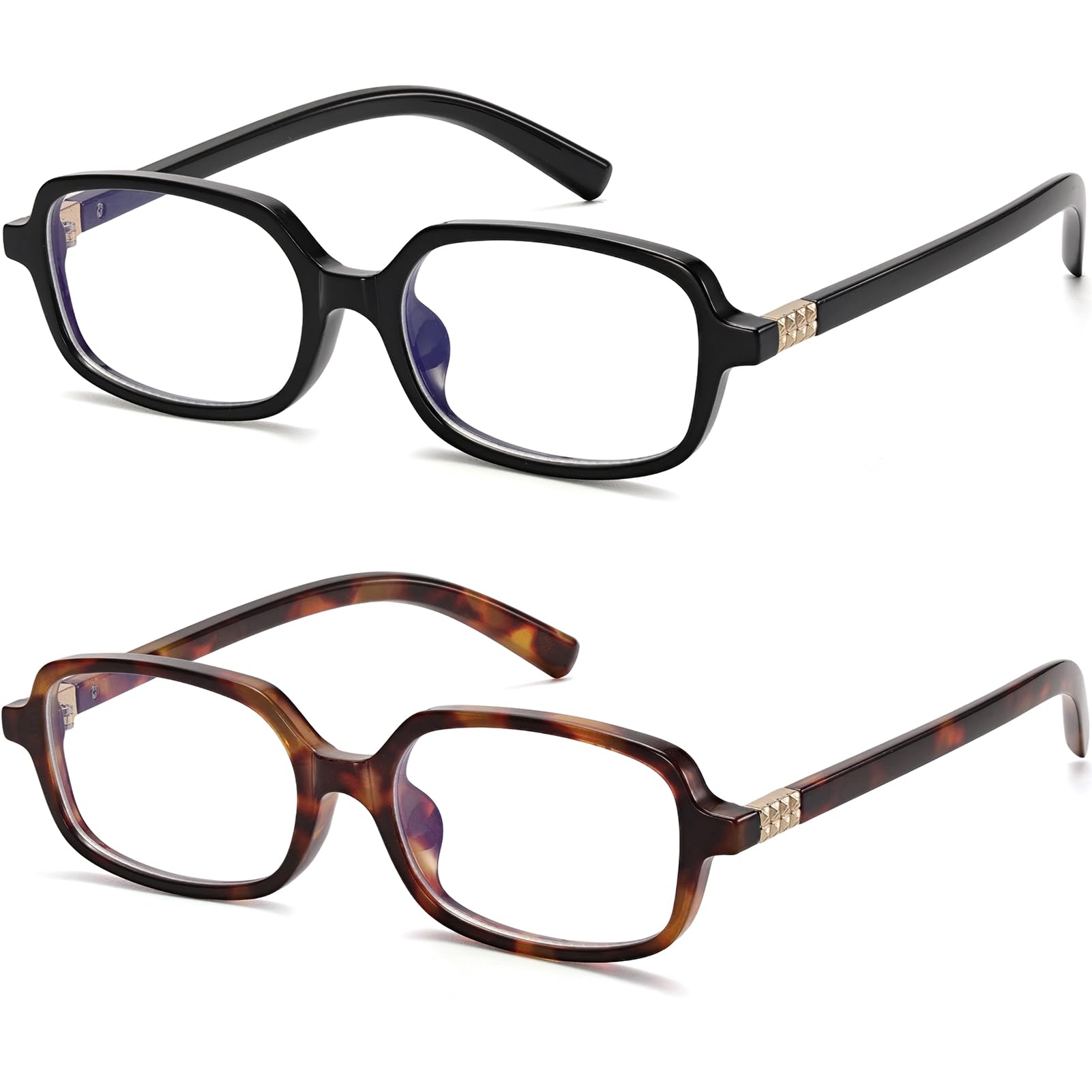 LIKSMU Blue Light Blocking Glasses for Woman Men Blue light Blocker Eyewear Trendy Rectangle Small Eyeglasses 2pack
