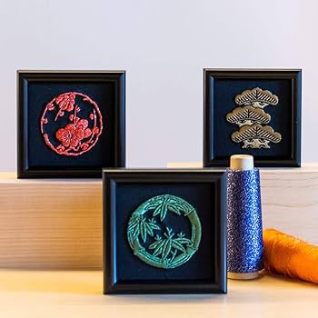 Amazon.co.jp: 京縁起 インテリア刺繍額 彩-irodori- 植物 日本柄 和柄