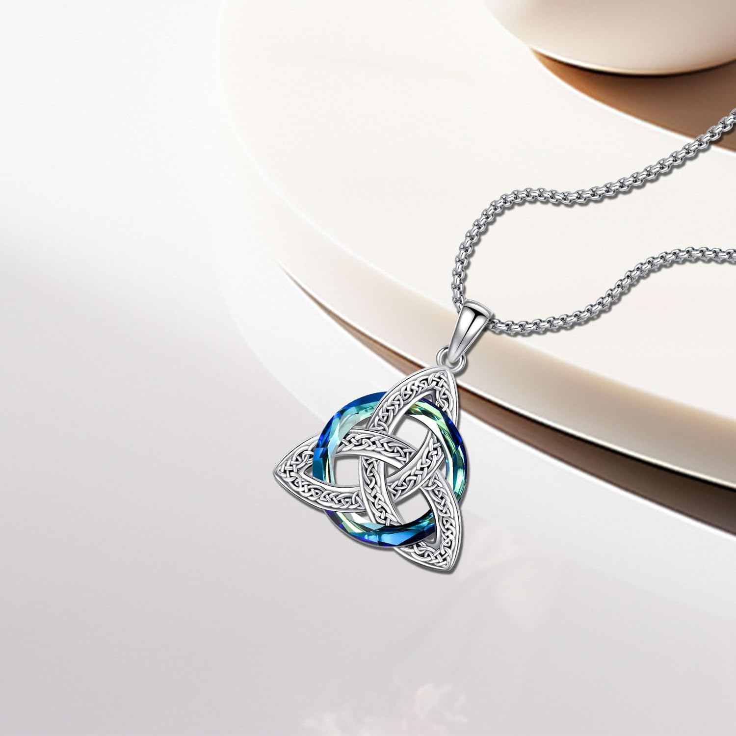 Wiccan Jewelry Celtic Knot Necklace 925 Sterling Silver Celtic Jewelry for Women & Men Star of David Necklace Pentagram Protection Amulet Necklace Witches Trinity Knot Pendant Gift - Image 4